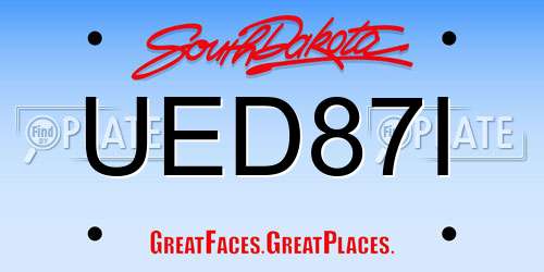 UED87I South Dakota License Plate