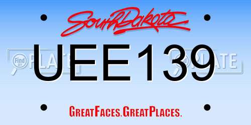 UEE139 South Dakota License Plate