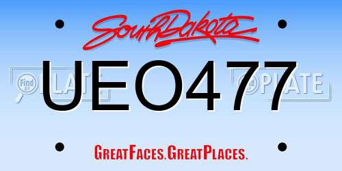 UEO477 South Dakota License Plate