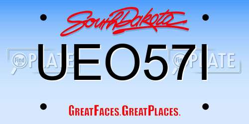 UEO57I South Dakota License Plate