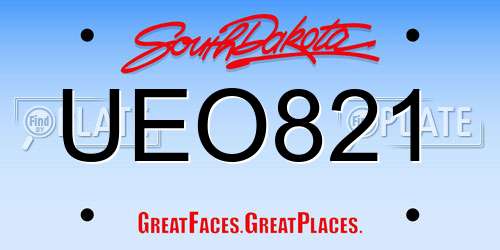 UEO821 South Dakota License Plate