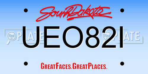 UEO82I South Dakota License Plate