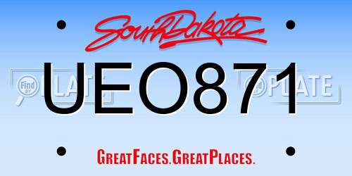 UEO871 South Dakota License Plate