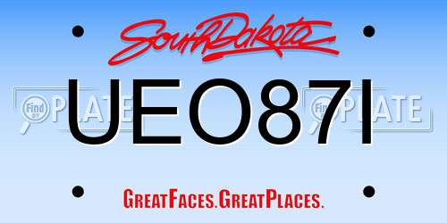 UEO87I South Dakota License Plate