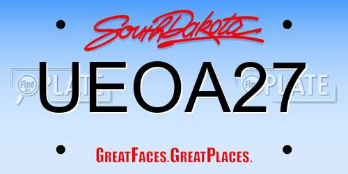 UEOA27 South Dakota License Plate