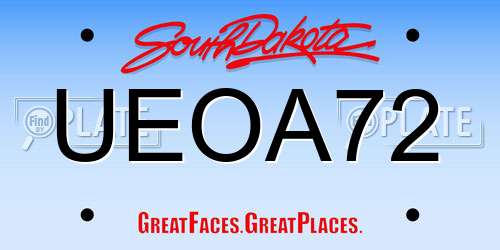 UEOA72 South Dakota License Plate