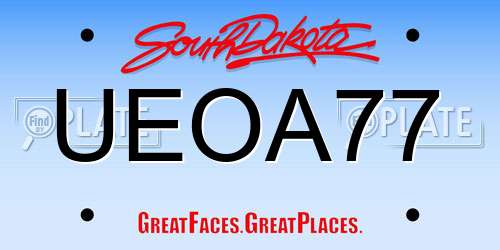 UEOA77 South Dakota License Plate