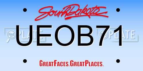 UEOB71 South Dakota License Plate
