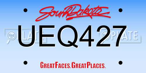UEQ427 South Dakota License Plate