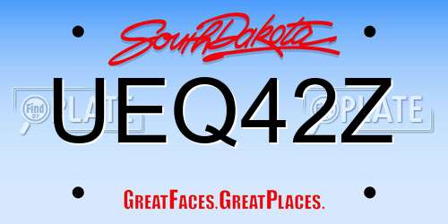 UEQ42Z South Dakota License Plate
