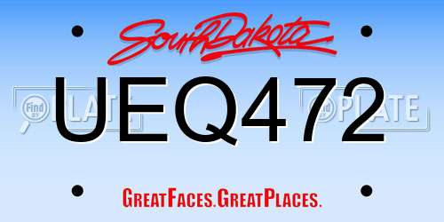 UEQ472 South Dakota License Plate