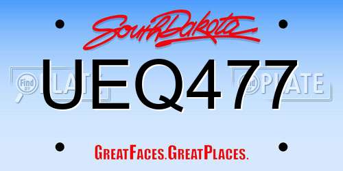 UEQ477 South Dakota License Plate