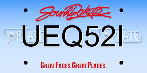 UEQ52I South Dakota License Plate