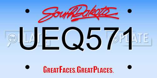UEQ571 South Dakota License Plate