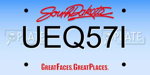 UEQ57I South Dakota License Plate