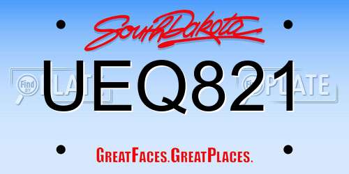 UEQ821 South Dakota License Plate