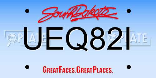UEQ82I South Dakota License Plate