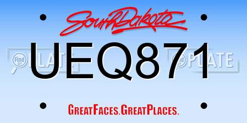 UEQ871 South Dakota License Plate