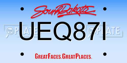UEQ87I South Dakota License Plate