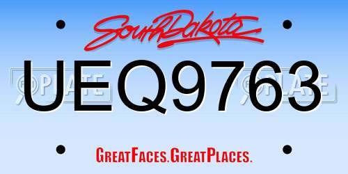 UEQ9763 South Dakota License Plate