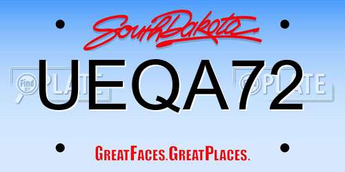 UEQA72 South Dakota License Plate