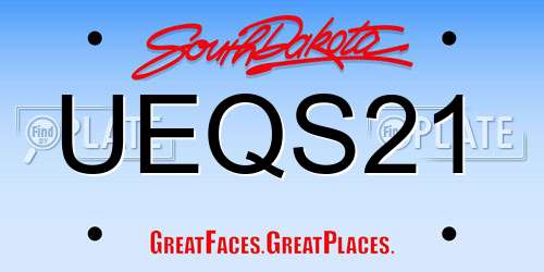 UEQS21 South Dakota License Plate
