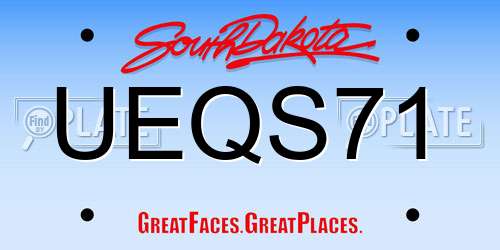 UEQS71 South Dakota License Plate