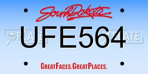 UFE564 South Dakota License Plate