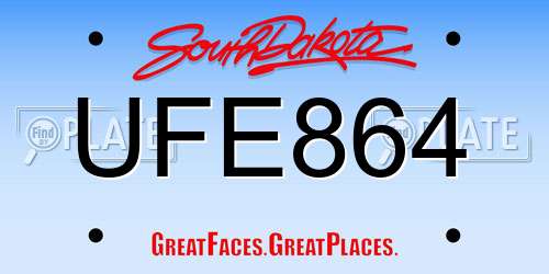 UFE864 South Dakota License Plate