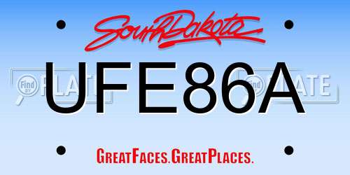 UFE86A South Dakota License Plate