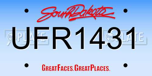 UFR1431 South Dakota License Plate
