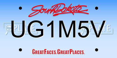 UG1M5V South Dakota License Plate