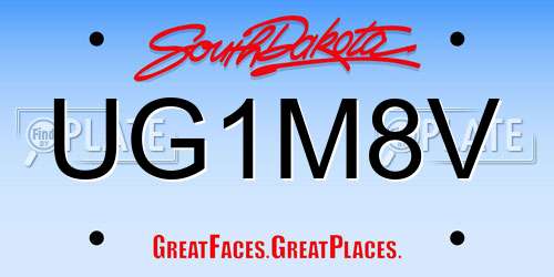 UG1M8V South Dakota License Plate