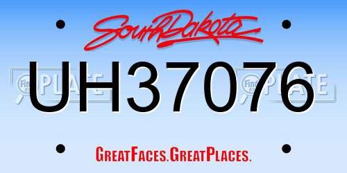 UH37076 South Dakota License Plate