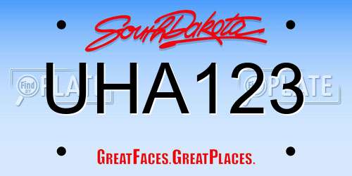 UHA123 South Dakota License Plate
