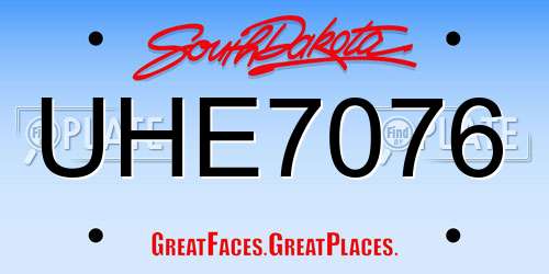 UHE7076 South Dakota License Plate