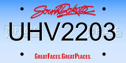 UHV2203 South Dakota License Plate