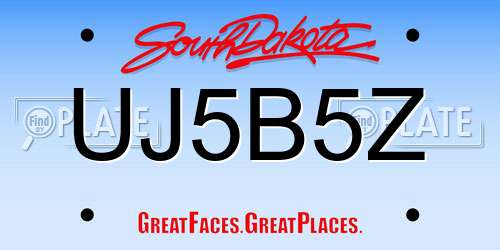UJ5B5Z South Dakota License Plate
