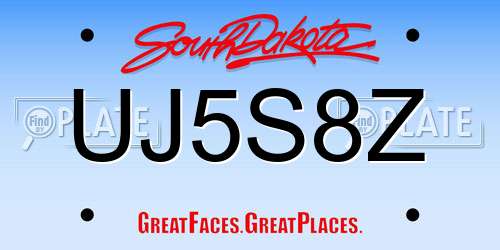 UJ5S8Z South Dakota License Plate