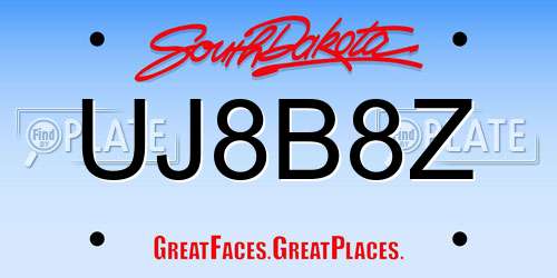 UJ8B8Z South Dakota License Plate