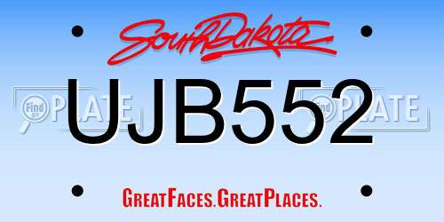 UJB552 South Dakota License Plate