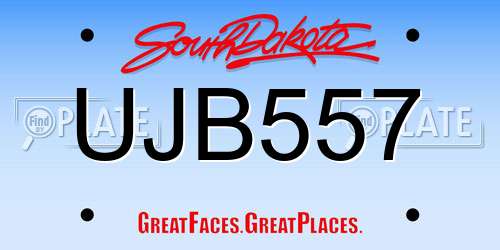 UJB557 South Dakota License Plate