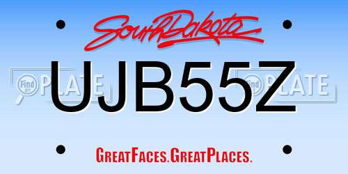 UJB55Z South Dakota License Plate