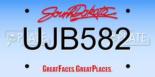 UJB582 South Dakota License Plate