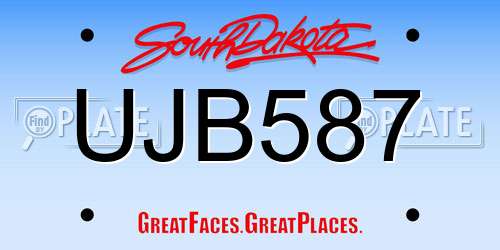 UJB587 South Dakota License Plate