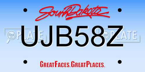 UJB58Z South Dakota License Plate