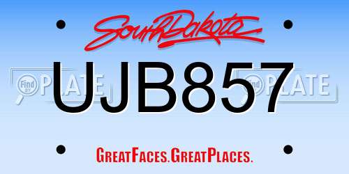 UJB857 South Dakota License Plate