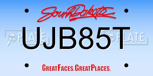 UJB85T South Dakota License Plate