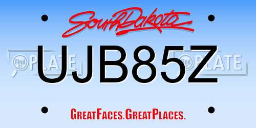 UJB85Z South Dakota License Plate