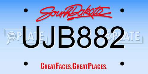 UJB882 South Dakota License Plate